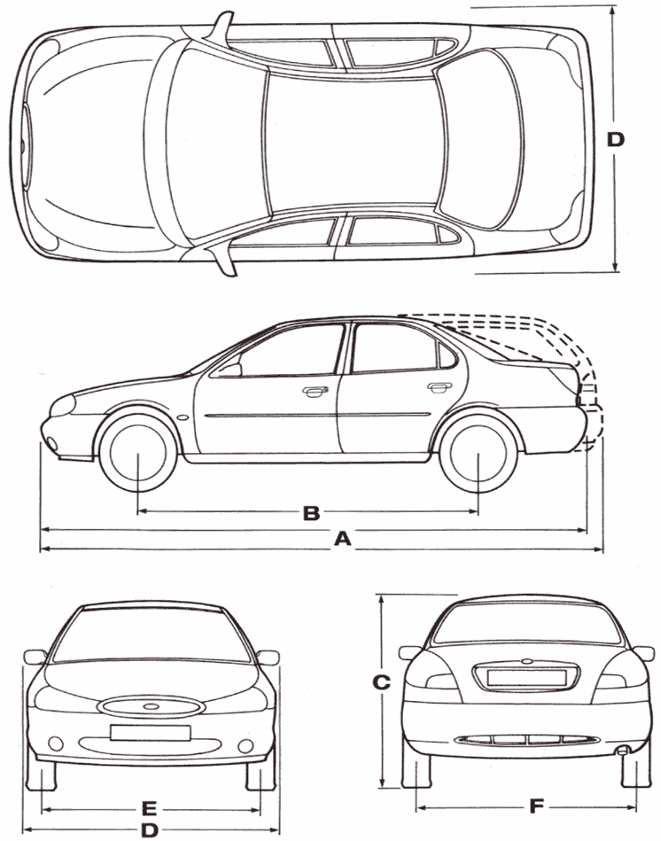 1 3 ширины. Ford Mondeo 3 хэтчбек габариты. Ford Mondeo чертеж. Ford Mondeo 1 Размеры седан. Форд Мондео 3 чертежи.